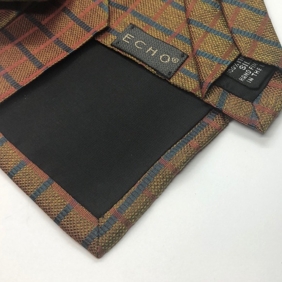 ECHO VTG Italian Silk made in USA Plaid Tie - Picture 3 of 4